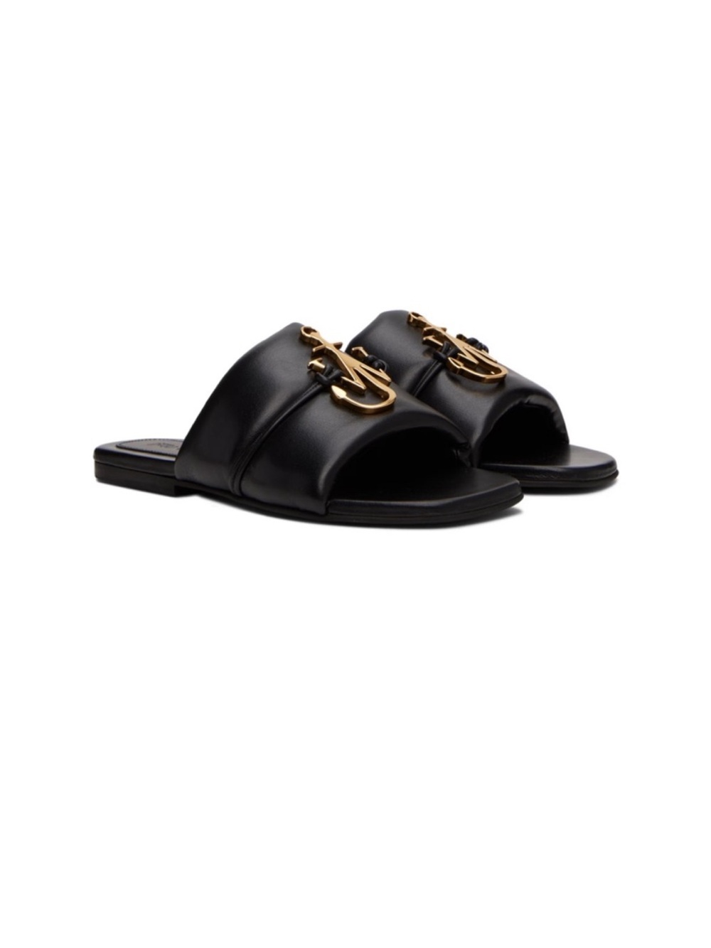 JW ANDERSON Black Leather Slide Sandals